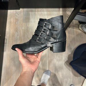 Steve Madden leather booties with buckle detailing